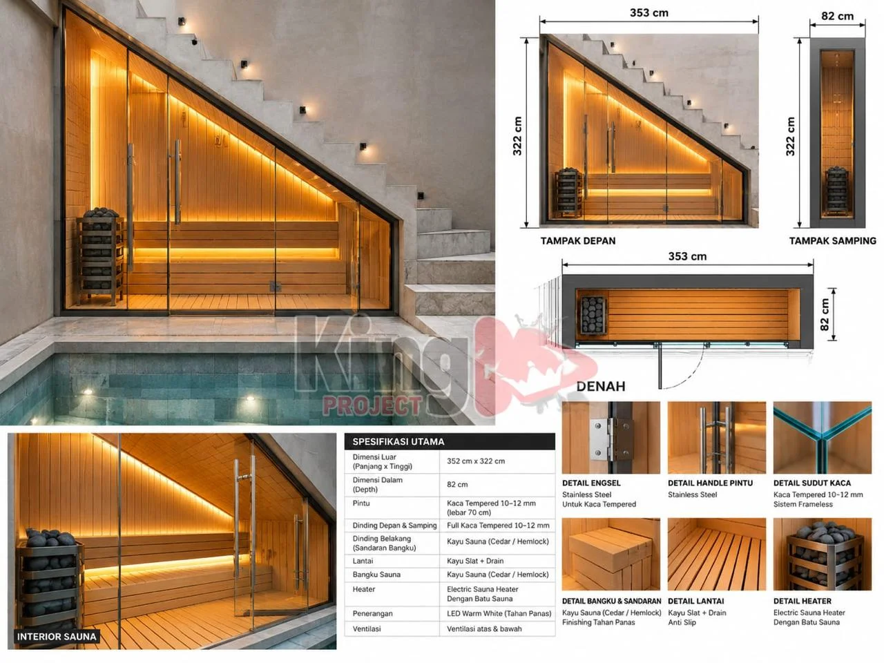 Desain Ruang Sauna Villa di area canggu, Bali